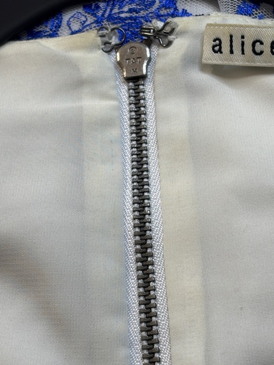 Alice + Olivia Reggie Racer Silk Embroidered Tulle Mini Dress Cobalt Blue Sz 2-4 - Picture 12 of 13